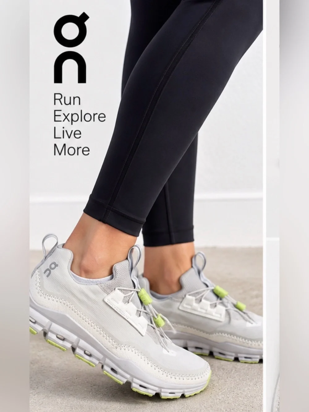 On Running Men's CloudTec Trail Sneaker in Light Grey with Lime Accents